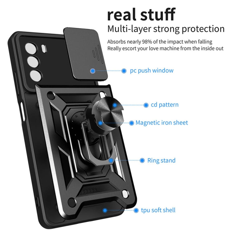 For Motorola Moto G52 Sliding Camera Cover Design TPU+PC Phone Case(Black) by buy2fix