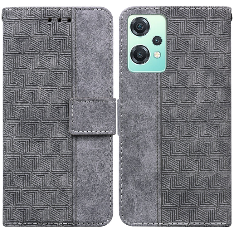 For OnePlus Nord CE 2 Lite 5G Geometric Embossed Leather Phone Case(Grey) - OnePlus Cases by buy2fix | Online Shopping UK | buy2fix