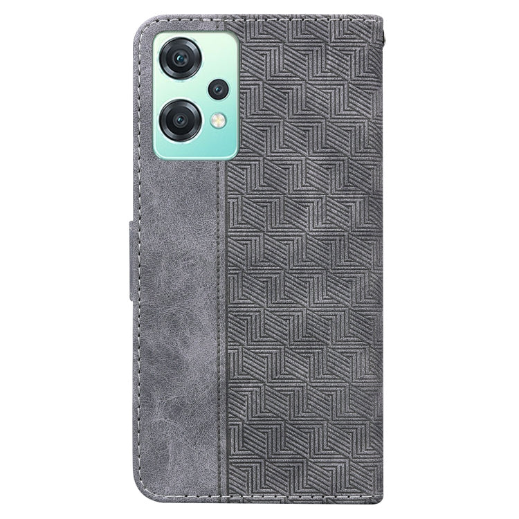 For OnePlus Nord CE 2 Lite 5G Geometric Embossed Leather Phone Case(Grey) - OnePlus Cases by buy2fix | Online Shopping UK | buy2fix