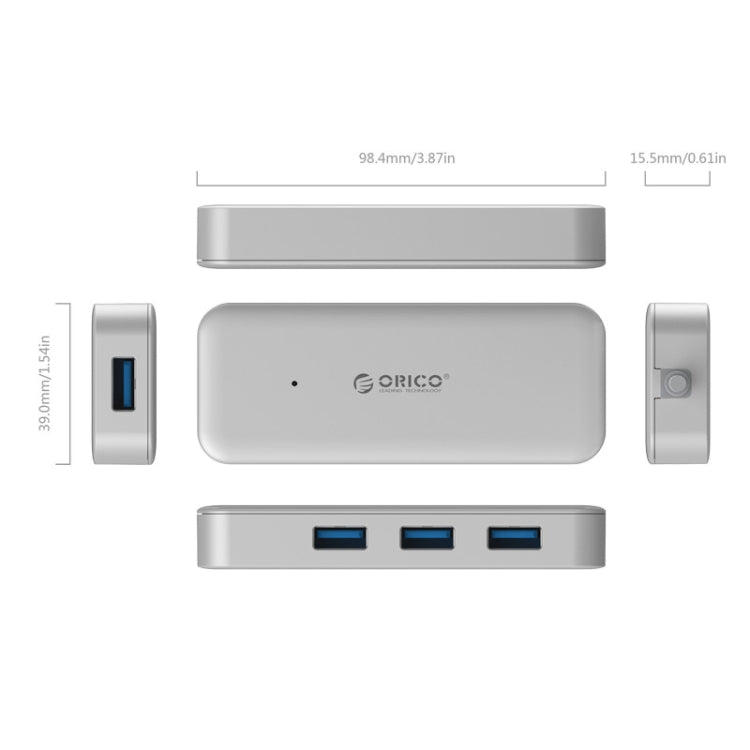 ORICO TC4U-U3 Type-C to USB 3.0 4-Port USB 3.0 Expansion HUB(Silver) - USB HUB by ORICO | Online Shopping UK | buy2fix