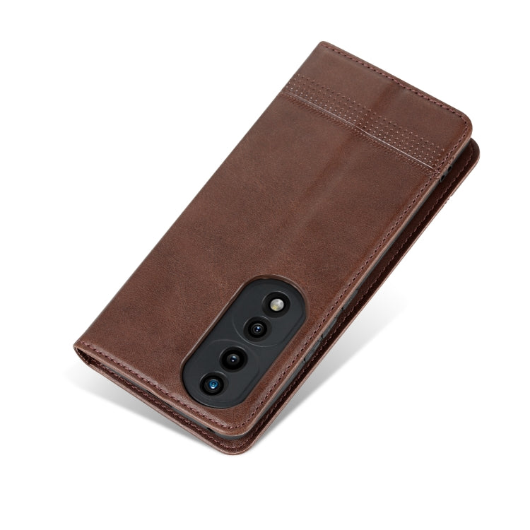 For Honor 70 AZNS Magnetic Calf Texture Flip Leather Phone Case(Dark Brown) by AZNS