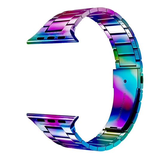 Small Waist Stainless Steel Watch Band For Apple Watch Series 9&8&7 41mm / SE 3&SE 2&6&SE&5&4 40mm / 3&2&1 38mm(Colorful) by buy2fix