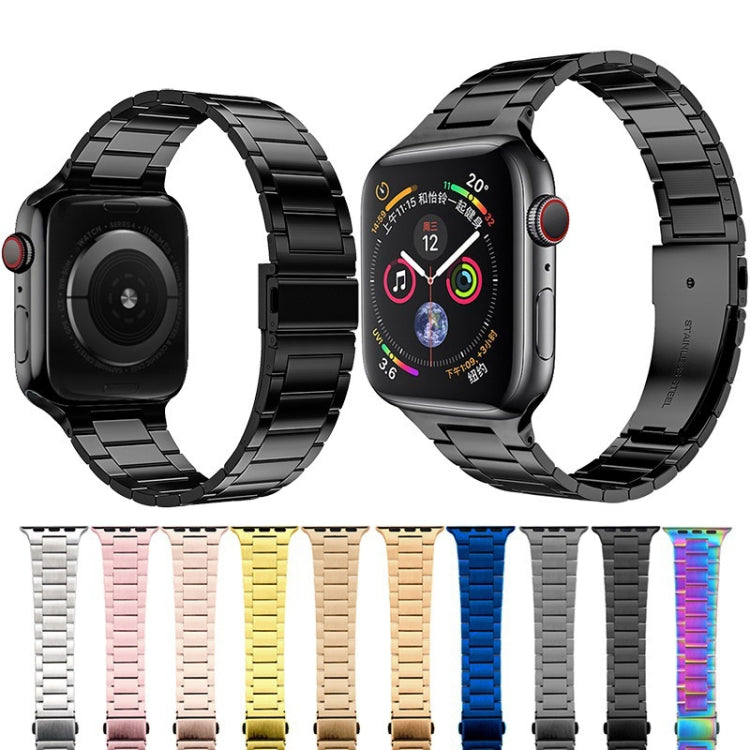 Small Waist Stainless Steel Watch Band For Apple Watch Series 9&8&7 41mm / SE 3&SE 2&6&SE&5&4 40mm / 3&2&1 38mm(Silver) - Watch Bands by buy2fix | Online Shopping UK | buy2fix