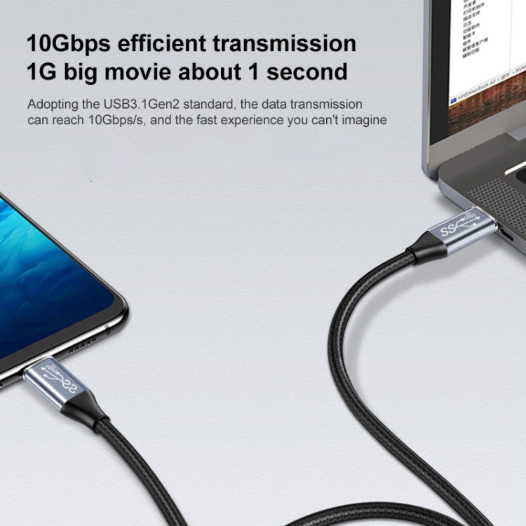 1.5m 10Gbps USB-C / Type-C Male Straight to Male Elbow Charging Data Transmission Cable - Cable & Adapters by buy2fix | Online Shopping UK | buy2fix