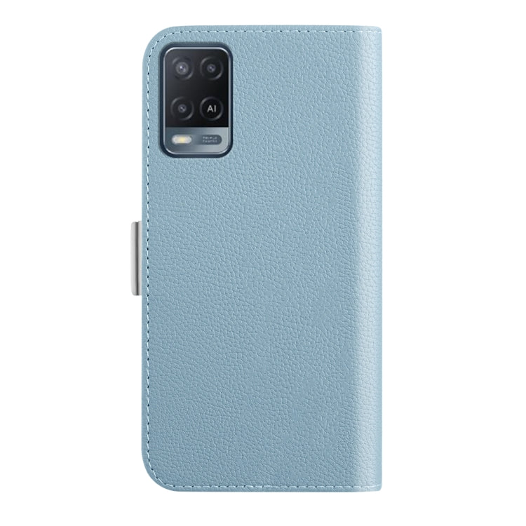 For OPPO A54 4G Candy Color Litchi Texture Leather Phone Case(Light Blue) - OPPO Cases by buy2fix | Online Shopping UK | buy2fix