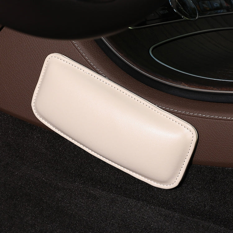 2 PCS Car Non-slip Soft Floor Protector Carpet Floor Mat Knee Bolster, Style:First Layer Cowhide(Apricot) by buy2fix