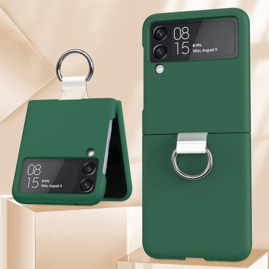 For Samsung Galaxy Z Flip4 5G PC PVC Ring Phone Case(Dark Green) by buy2fix