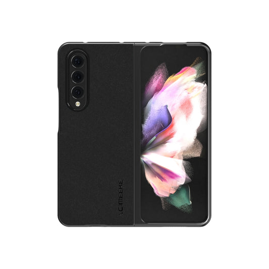 For Samsung Galaxy Z Fold4 5G LC.IMEEKE Shock-resistant Plain Leather All-inclusive Protective Case(Black) by LC.IMEEKE