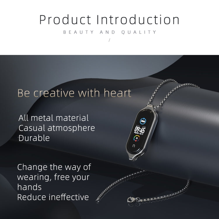 For Xiaomi Mi Band 5 / 6 MIJOBS Metal Pendant Stainless Steel Watch Necklace(Black) - Watch Bands by MIJOBS | Online Shopping UK | buy2fix