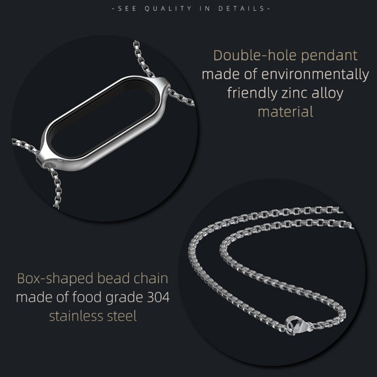 For Xiaomi Mi Band 5 / 6 MIJOBS Metal Pendant Stainless Steel Watch Necklace(Black) - Watch Bands by MIJOBS | Online Shopping UK | buy2fix