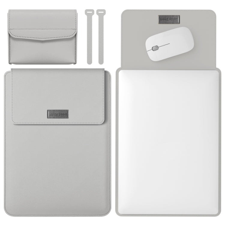 4 in 1 Lightweight and Portable Leather Computer Bag, Size:15.4/15.6/16.1 inches(Grey) - 15 inch by buy2fix | Online Shopping UK | buy2fix
