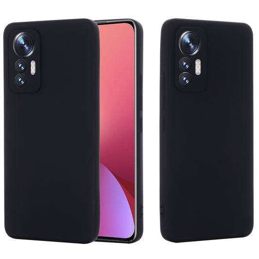 For Xiaomi 12 Lite Solid Color Liquid Silicone Full Coverage Phone Case(Black) by buy2fix