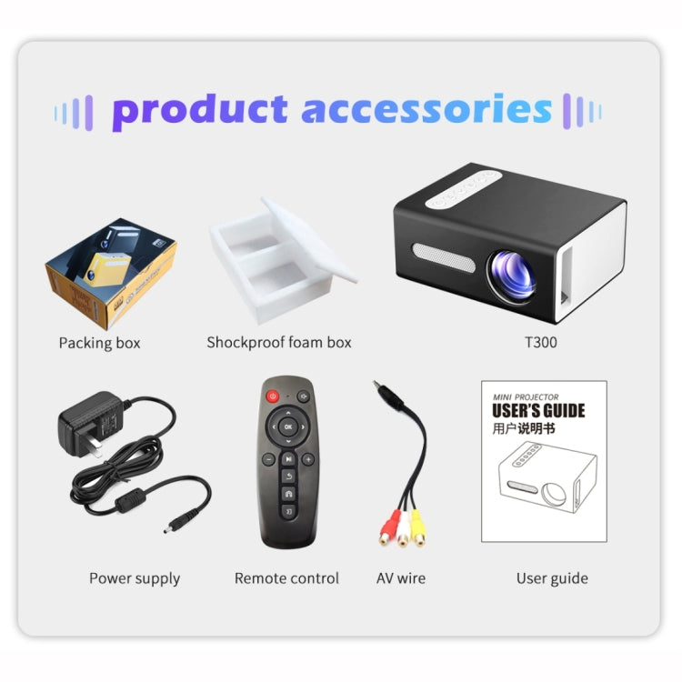 T300 25ANSI LED Portable Home Multimedia Game Projector, Plug Type:UK Plug(Yellow) - LED Projector by buy2fix | Online Shopping UK | buy2fix
