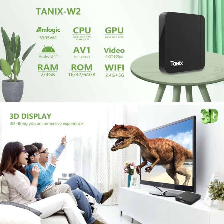Tanix W2 Amlogic S905 Quad Core Smart TV Set Top Box, RAM:2G+16G(US Plug) - Amlogic S905 by buy2fix | Online Shopping UK | buy2fix