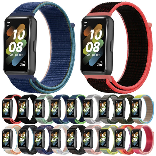 For Huawei Band 7 Nylon Loop Buckle Watch Band(Dark Black) by buy2fix