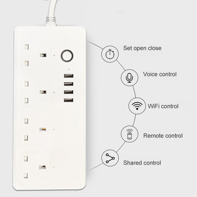 ZigBee 13A SM-SO301-K 4 Holes + 4 USB Multi-purpose Smart Power Strip, UK Plug - Smart Socket by buy2fix | Online Shopping UK | buy2fix