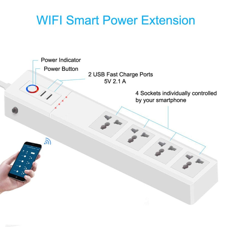 WiFi 10A SM-SO306-M 4 Holes + 2 USB Multi-purpose Smart Power Strip(EU Plug) - Smart Socket by buy2fix | Online Shopping UK | buy2fix