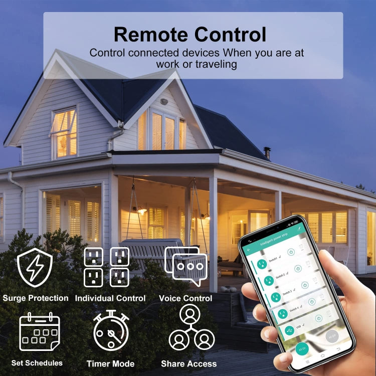 WiFi 10A SM-SO306-M 4 Holes + 2 USB Multi-purpose Smart Power Strip(EU Plug) - Smart Socket by buy2fix | Online Shopping UK | buy2fix