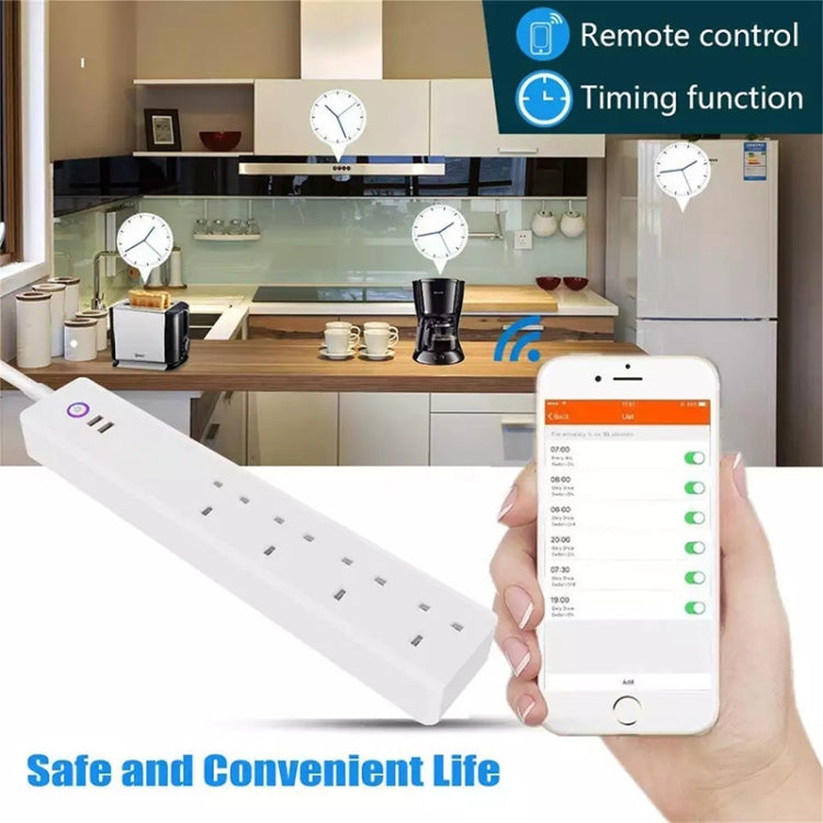 WiFi 10A SM-SO306-K 4 Holes + 2 USB Multi-purpose Smart Power Strip, UK Plug - Smart Socket by buy2fix | Online Shopping UK | buy2fix