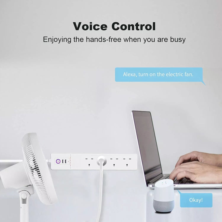 WiFi 10A SM-SO306-K 4 Holes + 2 USB Multi-purpose Smart Power Strip, UK Plug - Smart Socket by buy2fix | Online Shopping UK | buy2fix