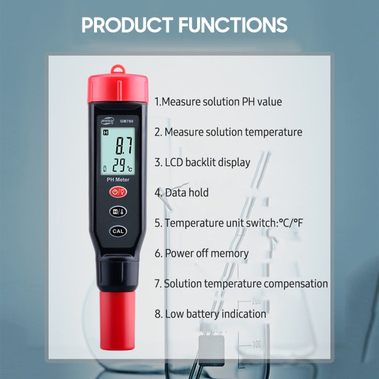BENETECH GM760 Digital PH Meter Tester - Air & Water Quality Tester by BENETECH | Online Shopping UK | buy2fix