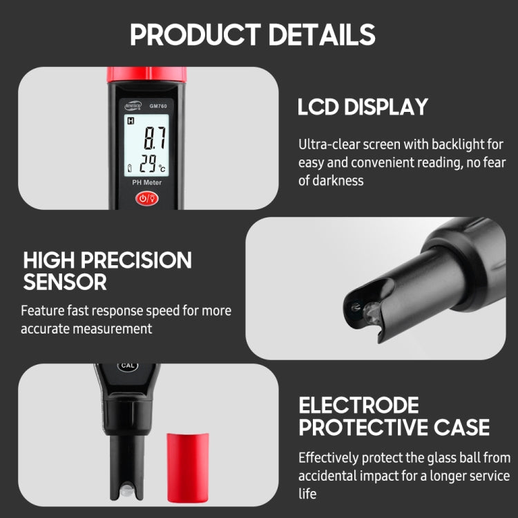 BENETECH GM760 Digital PH Meter Tester - Air & Water Quality Tester by BENETECH | Online Shopping UK | buy2fix