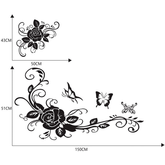 2 PCS/Set D-72 Butterfly Love Flower Pattern Car Modified Decorative Sticker(Black) by buy2fix