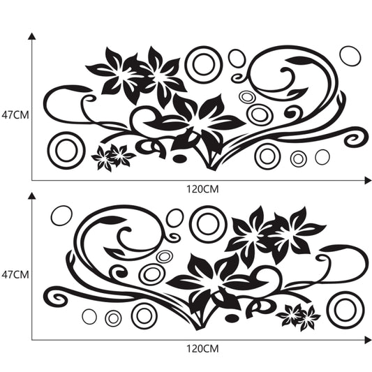 2 PCS/Set D-75 Flower Vine Pattern Car Modified Decorative Sticker(Black) by buy2fix