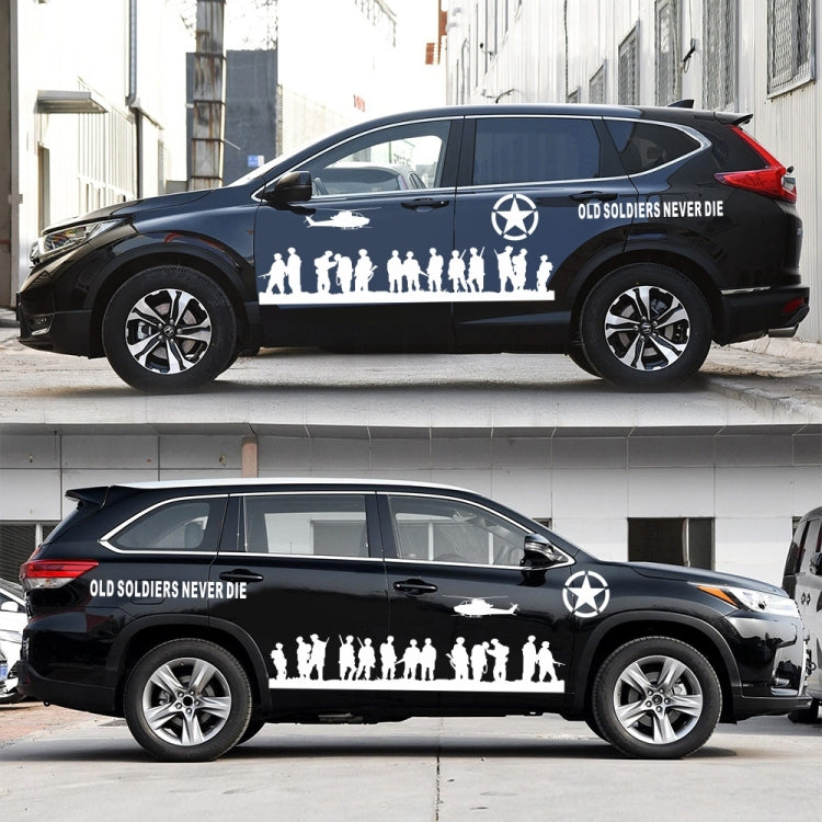 2 PCS/Set D-84 Old Soldiers Pattern Car Modified Decorative Sticker(White) by buy2fix