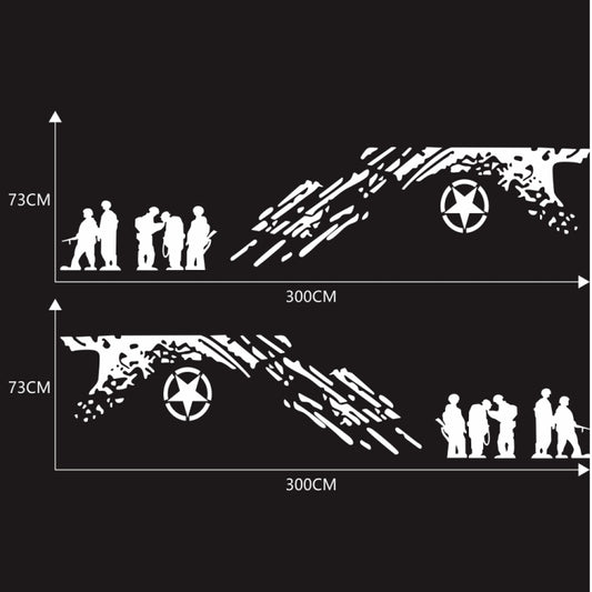 2 PCS/Set D-123 Soldiers Pattern Car Modified Decorative Sticker(White) by buy2fix