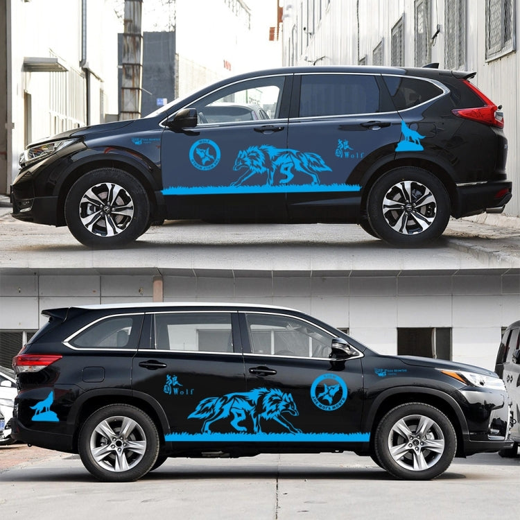 2 PCS/Set D-180 Wolf Totem Pattern Car Modified Decorative Sticker(Blue) - Decorative Sticker by buy2fix | Online Shopping UK | buy2fix