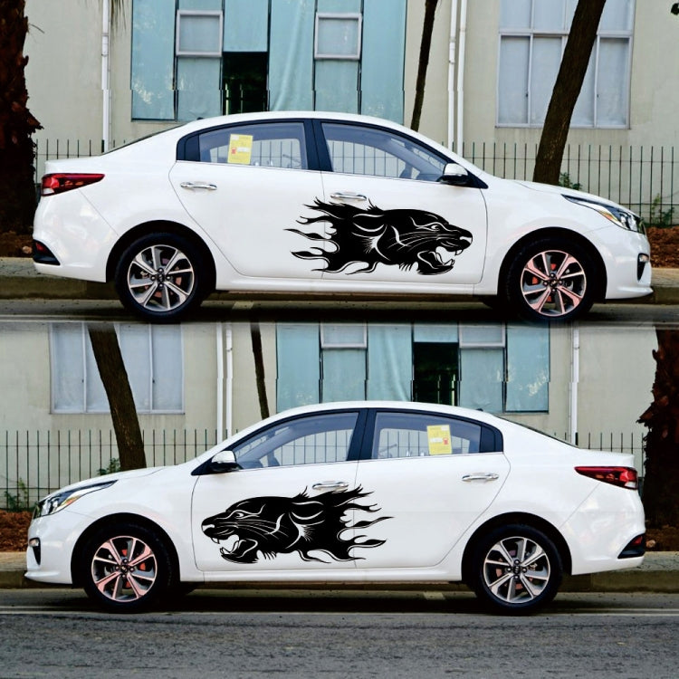 2 PCS/Set D-417 Lion Pattern Car Modified Decorative Sticker(Black) - Decorative Sticker by buy2fix | Online Shopping UK | buy2fix