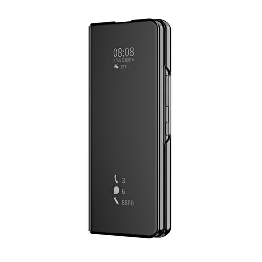 For Samsung Galaxy Z Fold4 Double Electroplating Flip Mirror Shockproof Phone Case(Black) by buy2fix