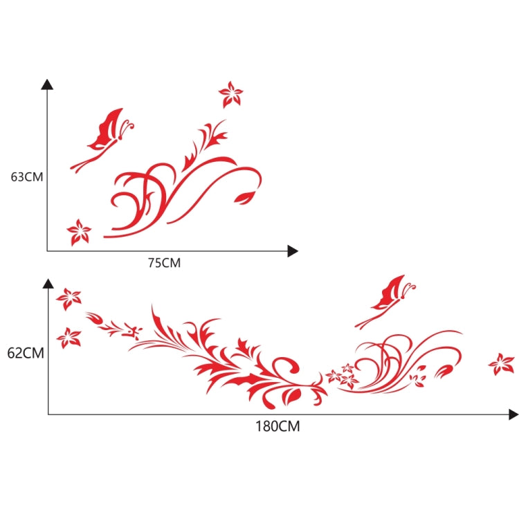 D-462 Butterfly Loves Flowers Pattern Car Modified Decorative Sticker(Red) - Decorative Sticker by buy2fix | Online Shopping UK | buy2fix