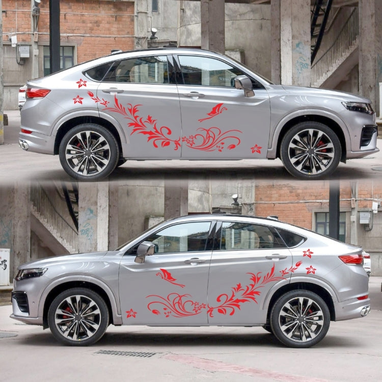 D-462 Butterfly Loves Flowers Pattern Car Modified Decorative Sticker(Red) - Decorative Sticker by buy2fix | Online Shopping UK | buy2fix