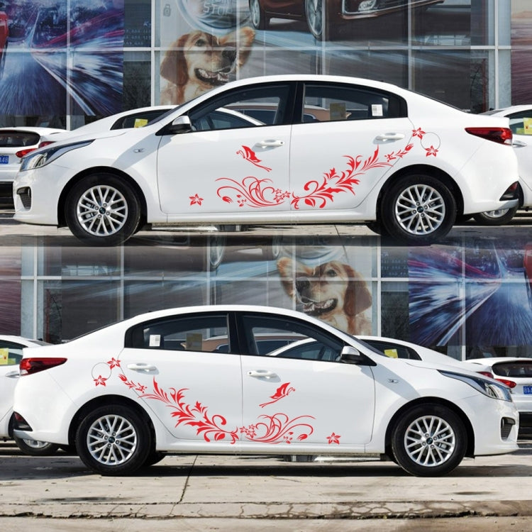 D-462 Butterfly Loves Flowers Pattern Car Modified Decorative Sticker(Red) - Decorative Sticker by buy2fix | Online Shopping UK | buy2fix