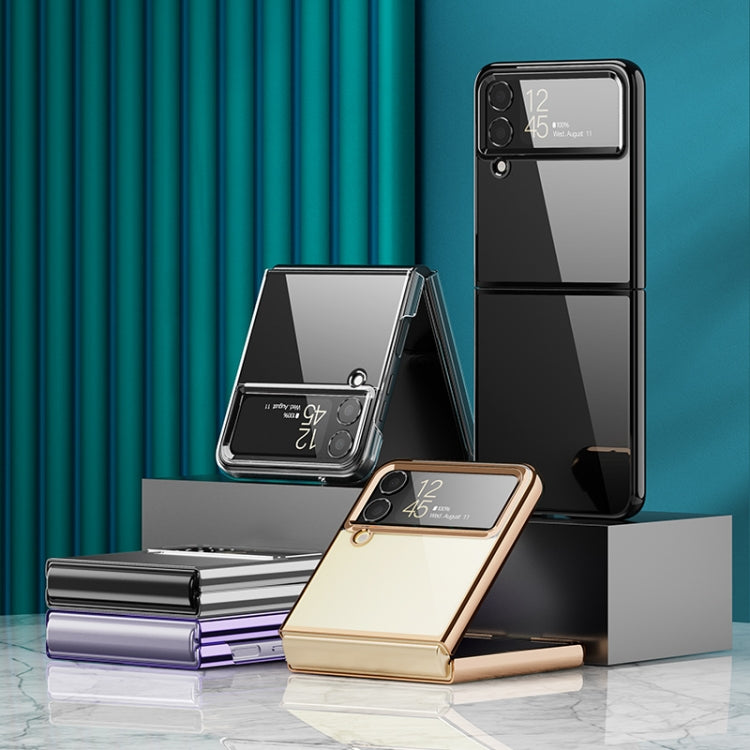 For Samsung Galaxy Z Flip4 PC Folding Electroplating Transparent Phone Case(Black) by buy2fix