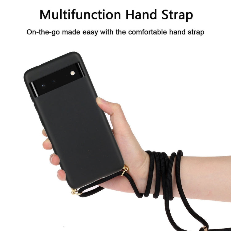 For Google Pixel 6 Pro Wheat Straw Material + TPU Protective Case with Lanyard(Black) - Google Cases by buy2fix | Online Shopping UK | buy2fix