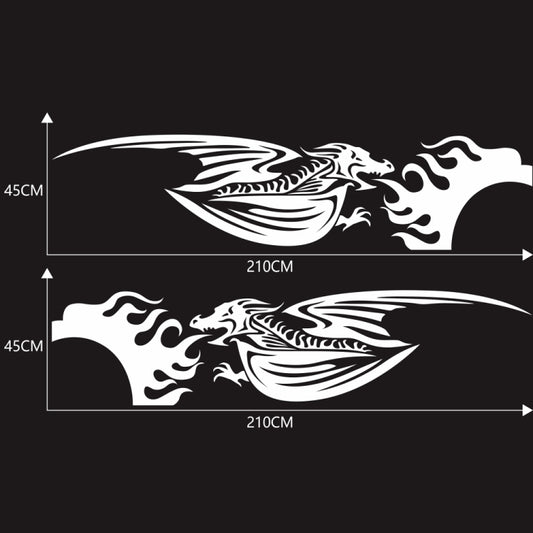 2 PCS/Set D-489 Fire-breathing Dragon Pattern Car Modified Decorative Sticker(White) by buy2fix