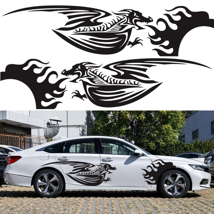 2 PCS/Set D-489 Fire-breathing Dragon Pattern Car Modified Decorative Sticker(White) by buy2fix