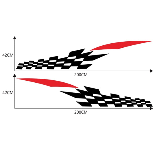 2 PCS/Set D-538 Checkered Totem Pattern Car Modified Decorative Sticker(Black+Red) by buy2fix