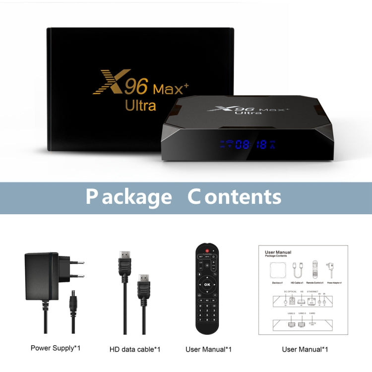X96 Max+ Ultra 4GB+64GB Amlogic S905X4 8K Smart TV BOX Android 11.0 Media Player, Plug Type:UK Plug by buy2fix