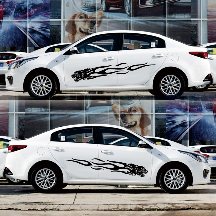 2 PCS/Set D-815 Flame Lion Pattern Car Modified Decorative Sticker(Black) - Decorative Sticker by buy2fix | Online Shopping UK | buy2fix