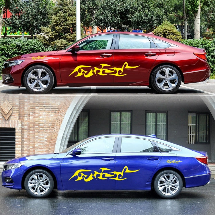 2 PCS/Set D-925 Flame Pattern Car Modified Decorative Sticker(Yellow) - Decorative Sticker by buy2fix | Online Shopping UK | buy2fix