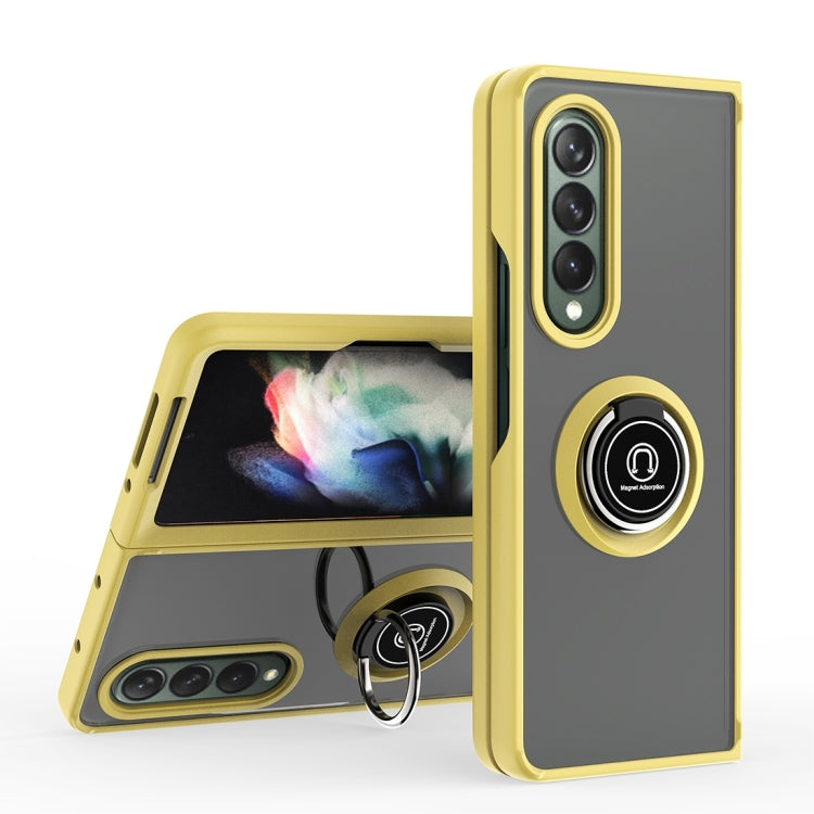 For Samsung Galaxy Z Fold4 Q Shadow 1 Series TPU + PC Holder Phone Case(Yellow) - Galaxy Z Fold4 5G Cases by buy2fix | Online Shopping UK | buy2fix