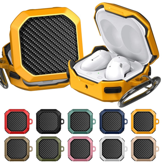 For Samsung Galaxy Buds Live / Buds 2 / Buds Pro / Buds 2 Pro Thunder Carbon Fiber TPU+PC Earphones Protective Case with Hook Up(Black and Blue) by buy2fix