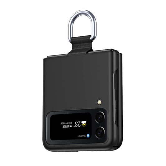 For Samsung Galaxy Z Flip4 Skin Feel Folding Phone Case with Drawstring Key Chain(Black) by buy2fix