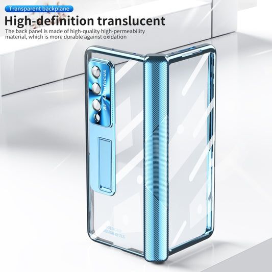 For Samsung Galaxy Z Fold3 5G Magnetic Hinges Plating Phone Case with Holder(Blue) by buy2fix