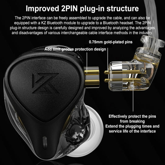 KZ-ZEX PRO 1.2m Electrostatic Coil Iron Hybrid In-Ear Headphones, Style:With Microphone(Pearl Chrome) by KZ
