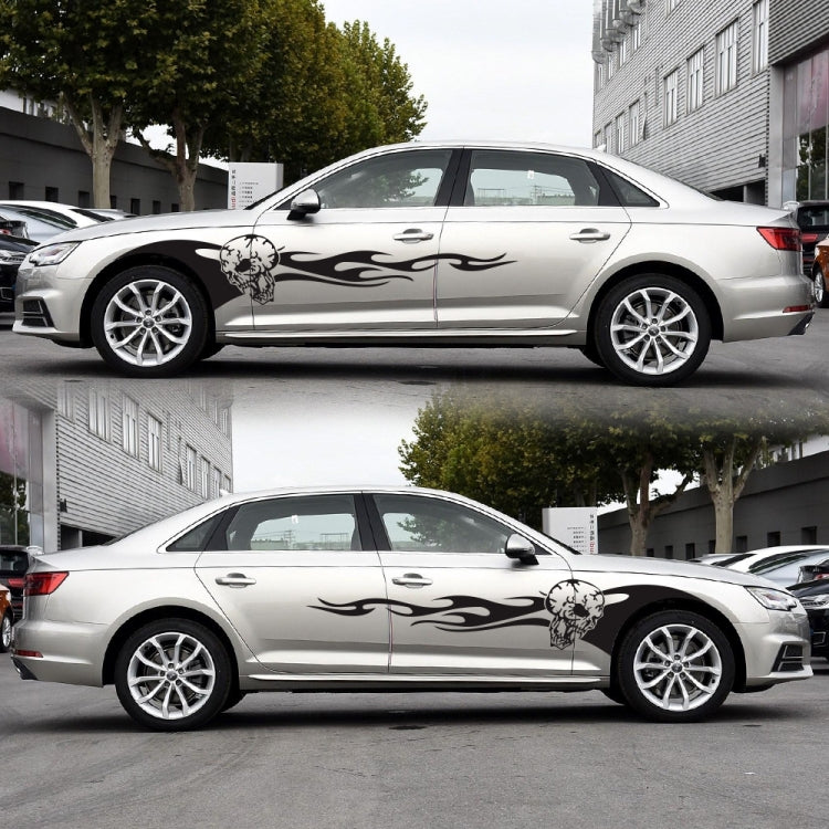 2 PCS/Set D-964 Skull Flame Pattern Car Modified Decorative Sticker(Black) - Decorative Sticker by buy2fix | Online Shopping UK | buy2fix